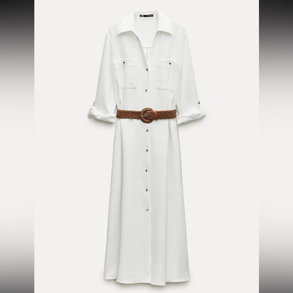 Zara XXL belted shirtdress midi